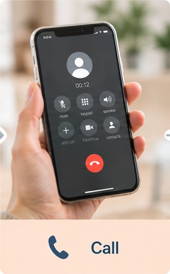 A hand holding a phone during a call to a dental practice
