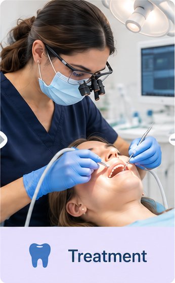 A dentist treating a patient in the chair